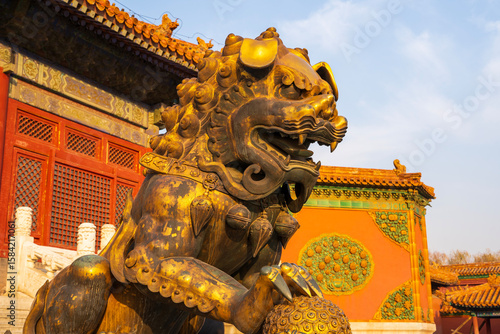 Wallpaper Mural Bronze Lion at the Forbidden City in Beijing Torontodigital.ca