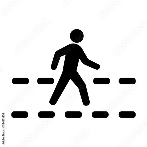 Pedestrian walkway this way sign icon with transparent background representing footpath direction and safe walking route
