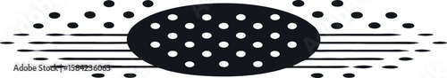Vector art of a black and white illustration of a bandaid with radiating lines and dots.