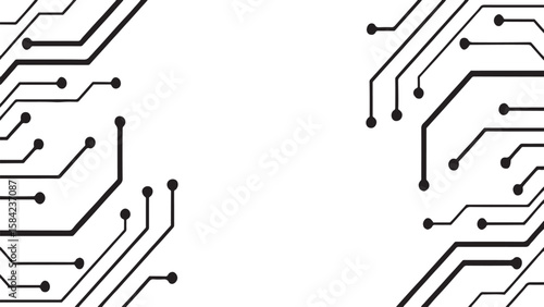 Musical notes float across an electronic circuit board, forming a harmonious design of sound and technology