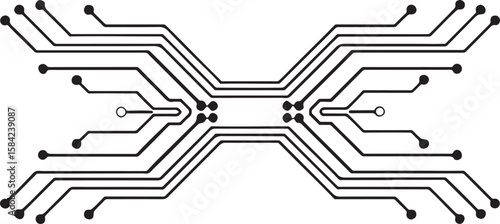 An abstract black and white background featuring a tech-inspired circuit board pattern, perfect for digital and electronic design
