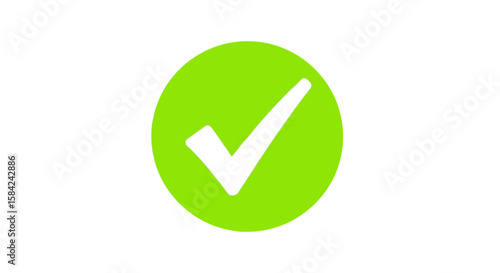 A white check mark on a green circle is isolated on white background, indicating approval and confirmation