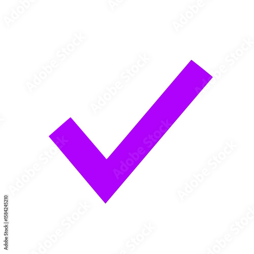 A purple check mark symbol is isolated on white background, representing a correct choice, agreement, or validation