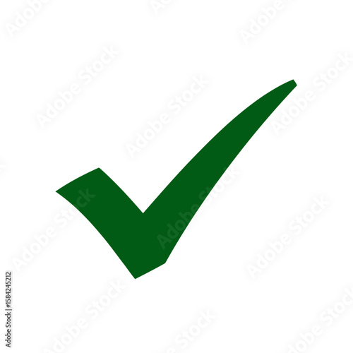 A green check mark symbol is isolated on white background, indicating a correct choice, agreement, or validation