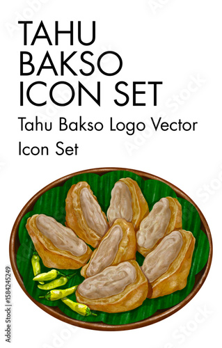 Tahu bakso logo vector Icon set