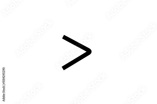 A black greater than symbol pointing to the right, isolated on white background
