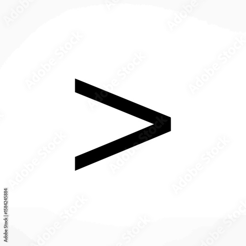 A black greater than symbol isolated on white background indicates a mathematical concept