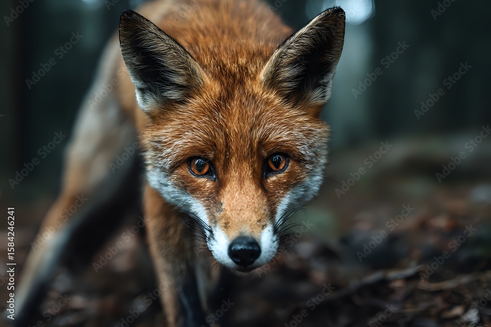 Obraz premium Curious Fox in Forest: Sly Observer