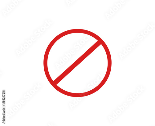 A red prohibition sign with a circle and diagonal line isolated on white background
