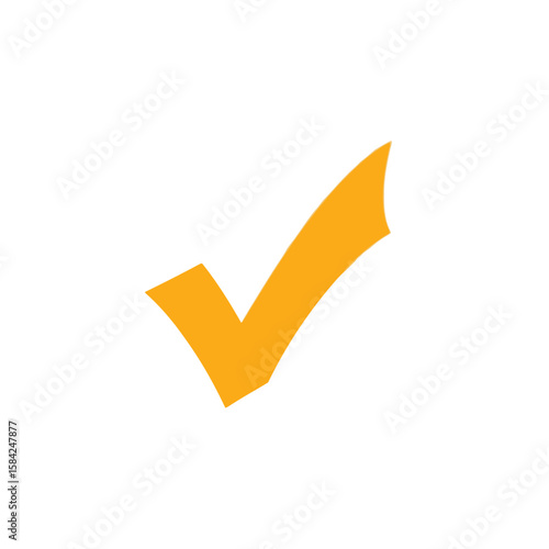An orange check mark icon symbolizing approval and validation, isolated on white background