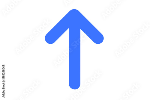 A blue arrow pointing upwards indicates direction and growth, isolated on white background