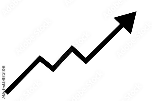 A black arrow trending upwards indicates growth and success, isolated on white background