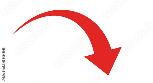 A red arrow curving downwards indicates decline and failure, isolated on white background