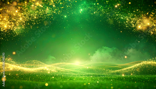 Green And Gold Sparkling Fantasy Landscape
