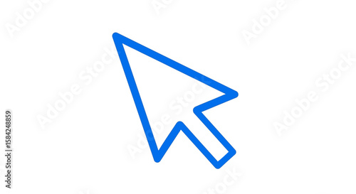 A blue arrow cursor is displayed, isolated on white background, representing a computer mouse pointer for clicking and selecting