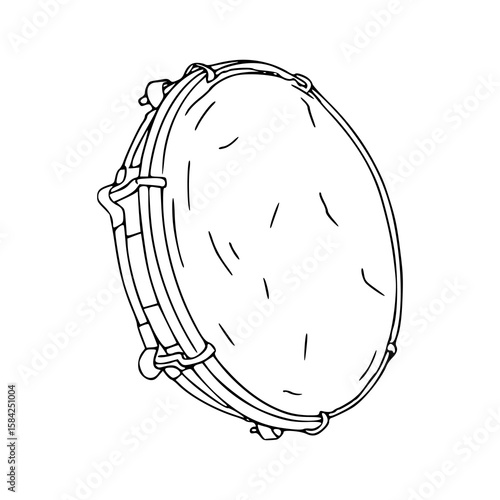 classic hand tambourine line art drawing