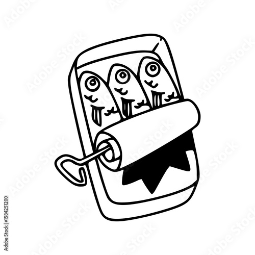playful sardines can - cartoon style