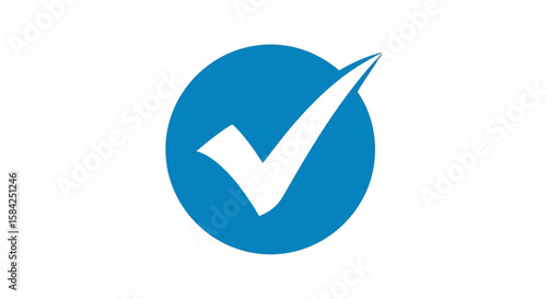 A white check mark is isolated on a blue circular background, indicating a correct choice