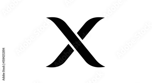 A stylized black x mark is isolated on white background, symbolizing cancellation, error, or a negative response