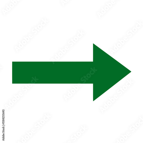 A green arrow points to the right, isolated on white background, indicating direction and forward movement