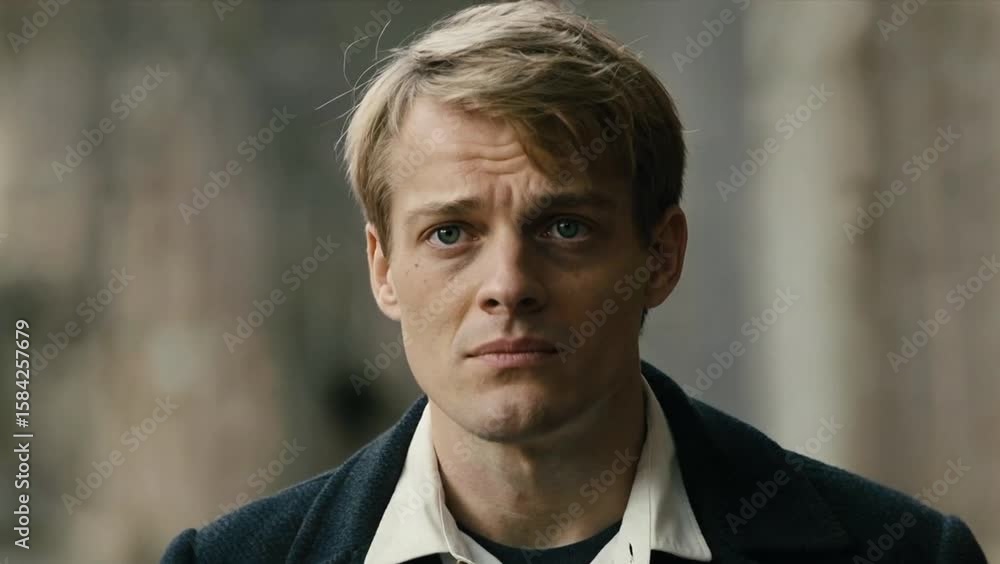Pensive Young Man with Blond Hair A Portrait of Thoughtful Expression and Character Study, Ideal for Character Concepts Pensive Young Man with Blond Hair A Portrait of Thoughtful Expression and Character Study, Ideal for Character Concepts