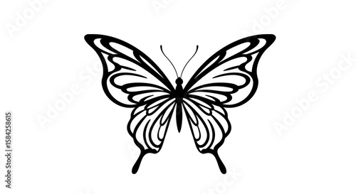 Elegant black and white butterfly illustration for design and decoration projects