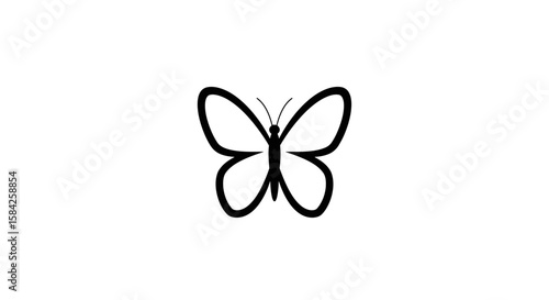 Minimalist butterfly line art illustration for simple design elements or logo creation