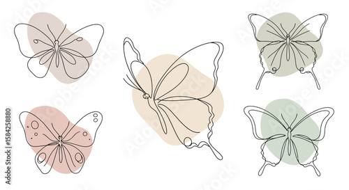 Elegant one line drawing of butterfly, modern minimalist artwork for wall decoration