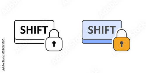 Sticky keys setting icon featuring a shift key and lock symbol, ideal for keyboard accessibility, one-key-at-a-time input, and assistive typing support illustrations.