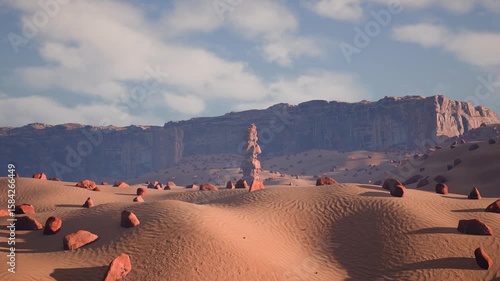 monument valley in the desert dron fly 3d visualization shot landscape travel nature cliff