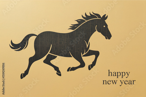 走る馬の年賀状素材 2026 午年　Generative AI