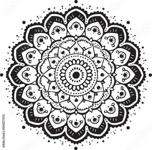 Seamless retro floral lace mandala ornament pattern with abstract decorative vintage round flower elements