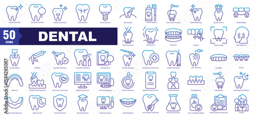 Dental  gradient icon set