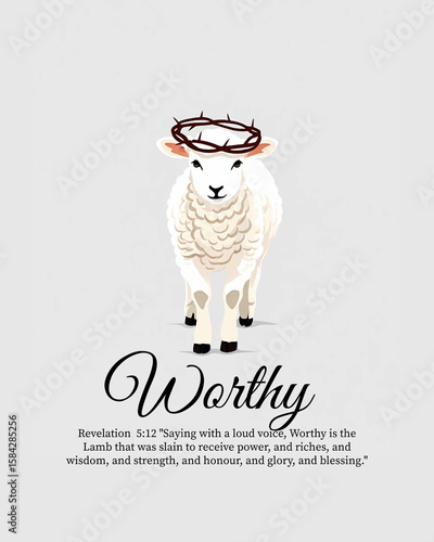 Worthy – Crowned Lamb Christian Print (Revelation 5:12)