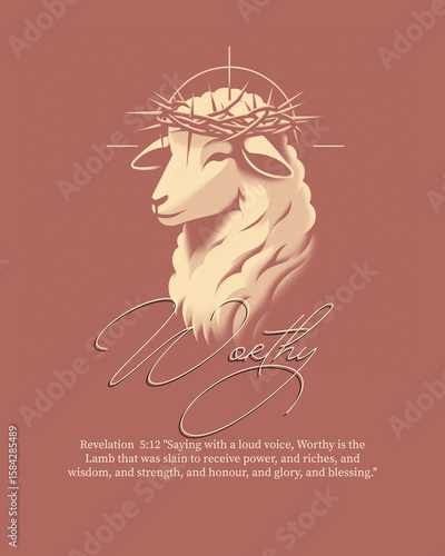 Worthy Is the Lamb – Minimalist Christian Art (Revelation 5:12)