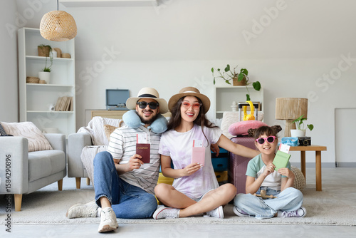 Happy family travel prepara...