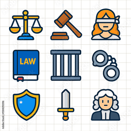 Justice Icons: Professional Vector Set for Law & Legal Use