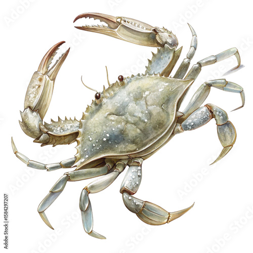 White crab with long legs and natural claws