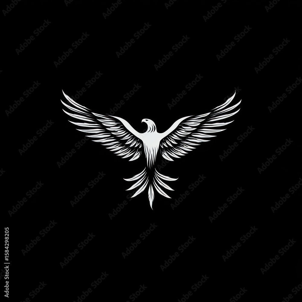 Fototapeta premium Majestic eagle spreads wings, intricate feather details on a solid background