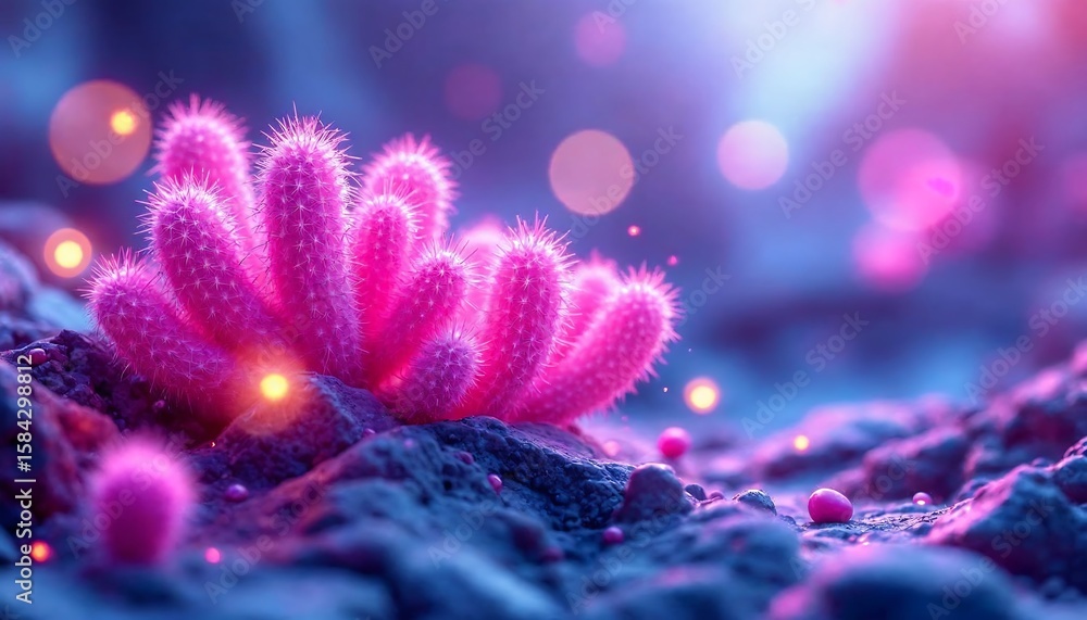 Fototapeta premium Pink Cactus Cluster on Rocky Ground