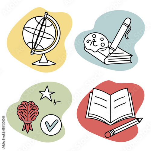 Simple educational illustration icons