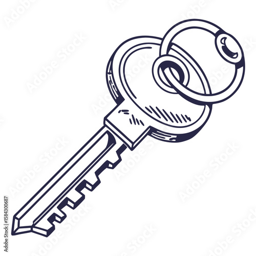 Stylized key illustration with keyring