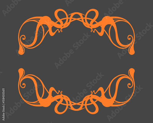 Nouveau style vintage retro frame border background vector art decorative poster element editable
