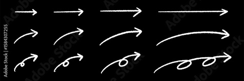ペンの手書き矢印素材セット　白