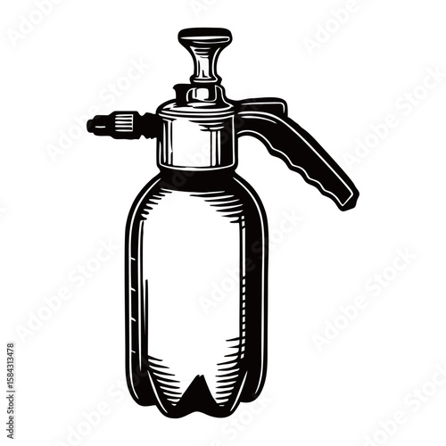 Hand Sprayer silhouette image on a white background