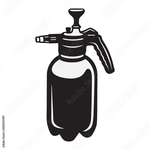 Hand Sprayer silhouette image on a white background