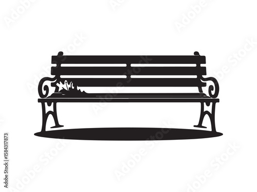 Park bench silhouette, Vintage bench silhouette vector illustration