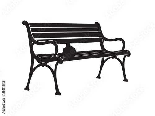 Park bench silhouette, Vintage bench silhouette vector illustration