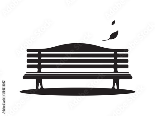 Park bench silhouette, Vintage bench silhouette vector illustration