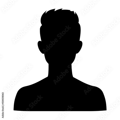 Silhouette of a young man with short hair facing forward  